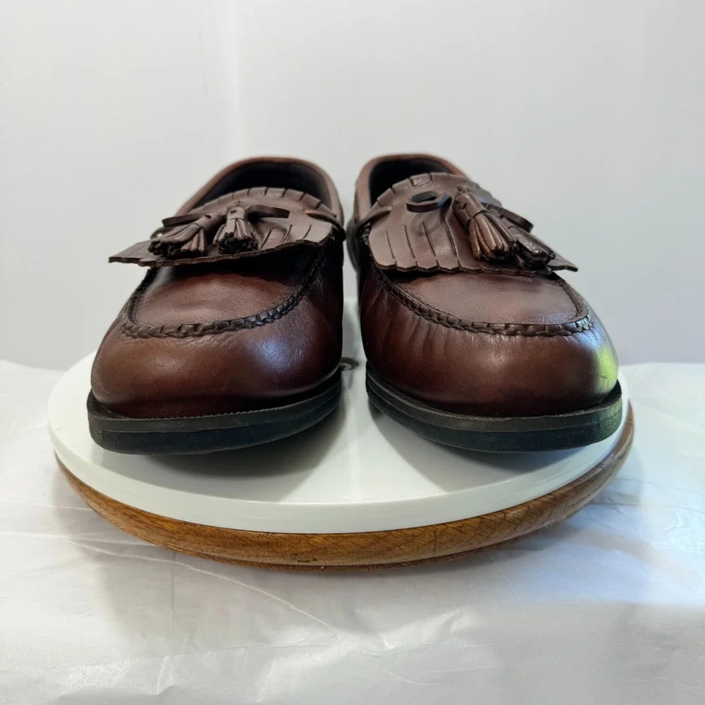 Hunters Bay Vtg. Ecletic Ivy League Leather Tassel Kiltie Loafers Men 13 Brown